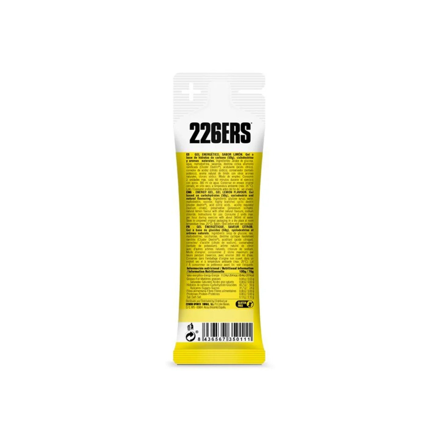 Yellow and white package gel with '226ERS' branding on a white background