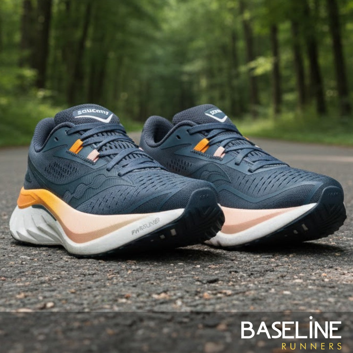 Dusk/Peel Saucony running shoe with orange and light pink gradient sole