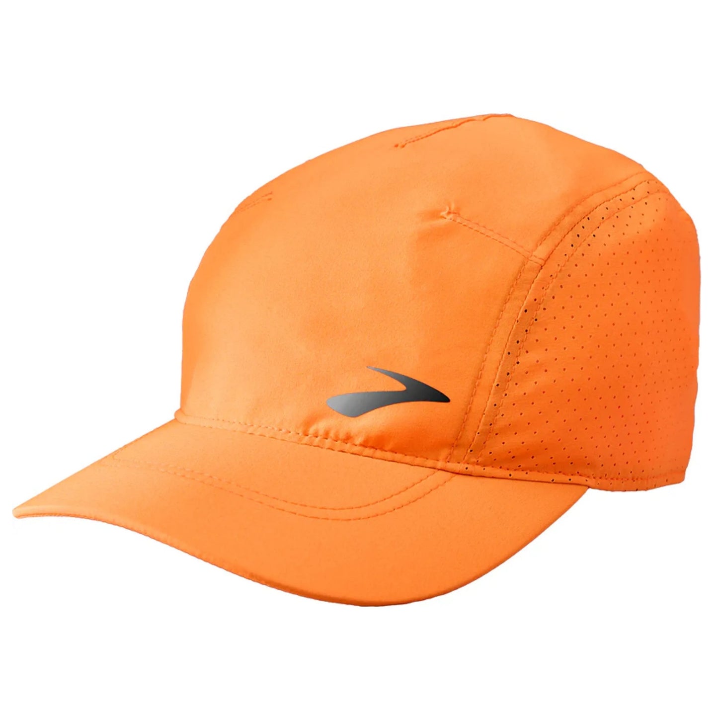 Orange cap with a black Brooks logo on a white background