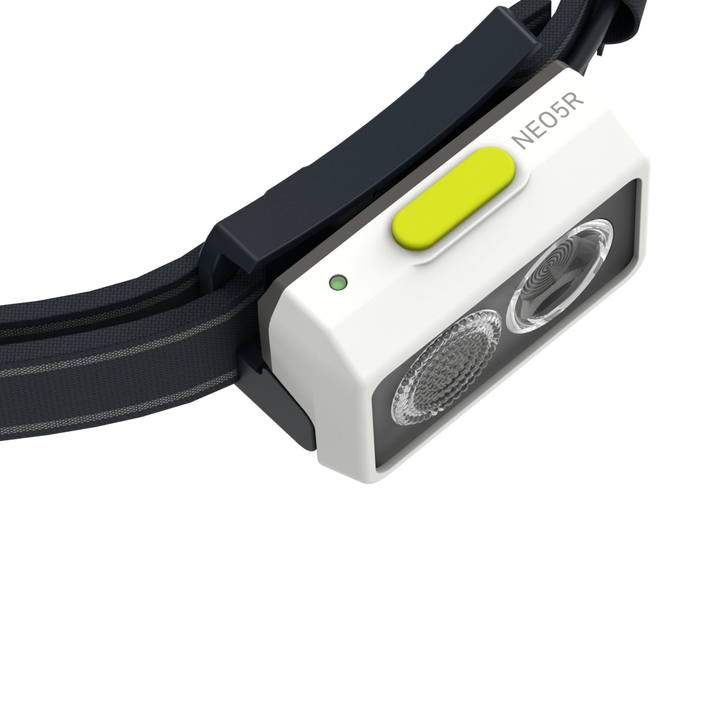 NeosR headlamp with electronic device on a white background
