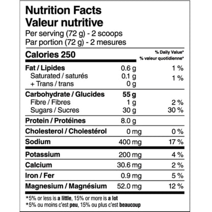 Nutrition facts label for a product with detailed calorie and nutrient information.