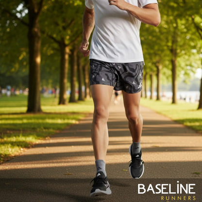 Man wearing Adidas grey patterned short 