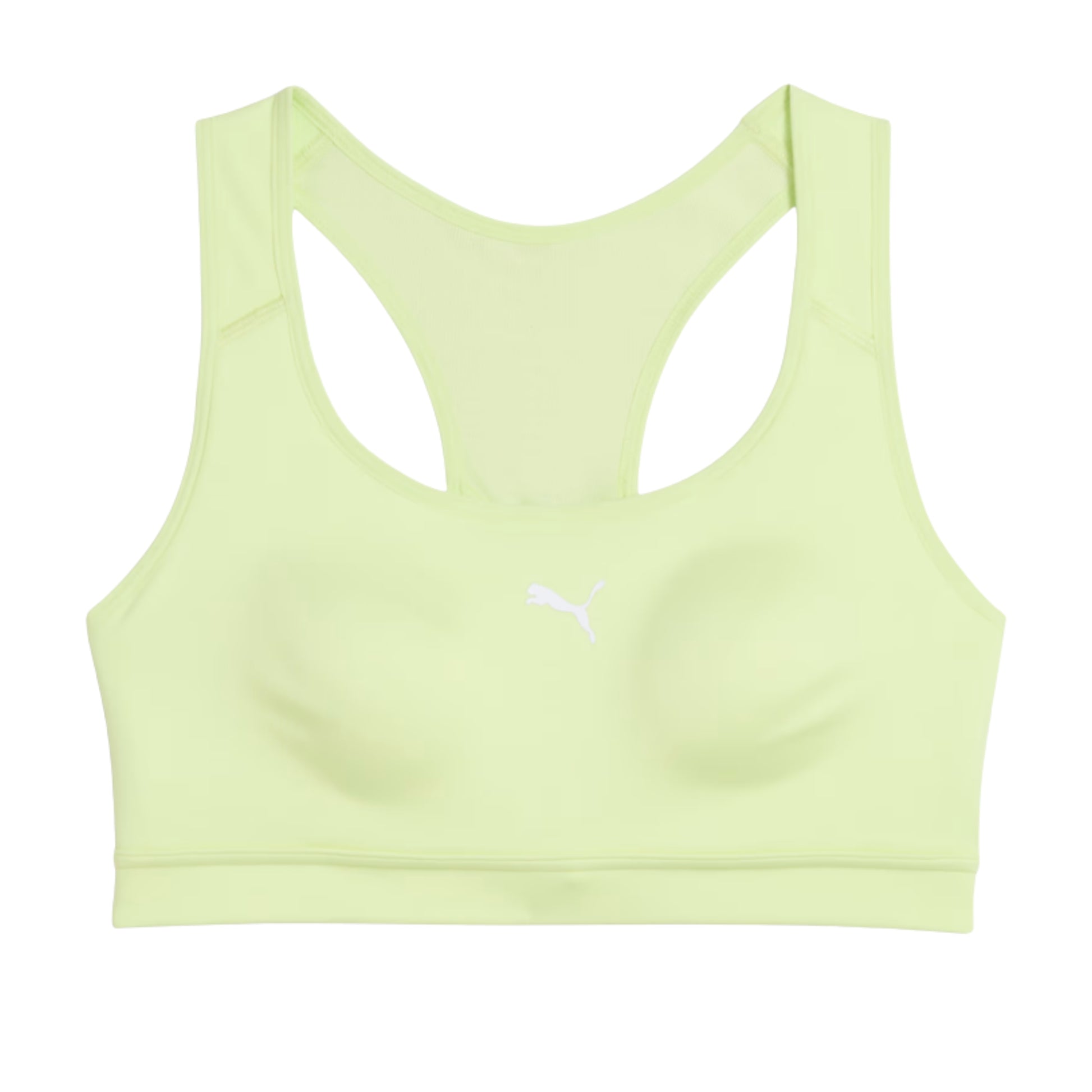 Light green sports Puma bra with a small logo on a white background