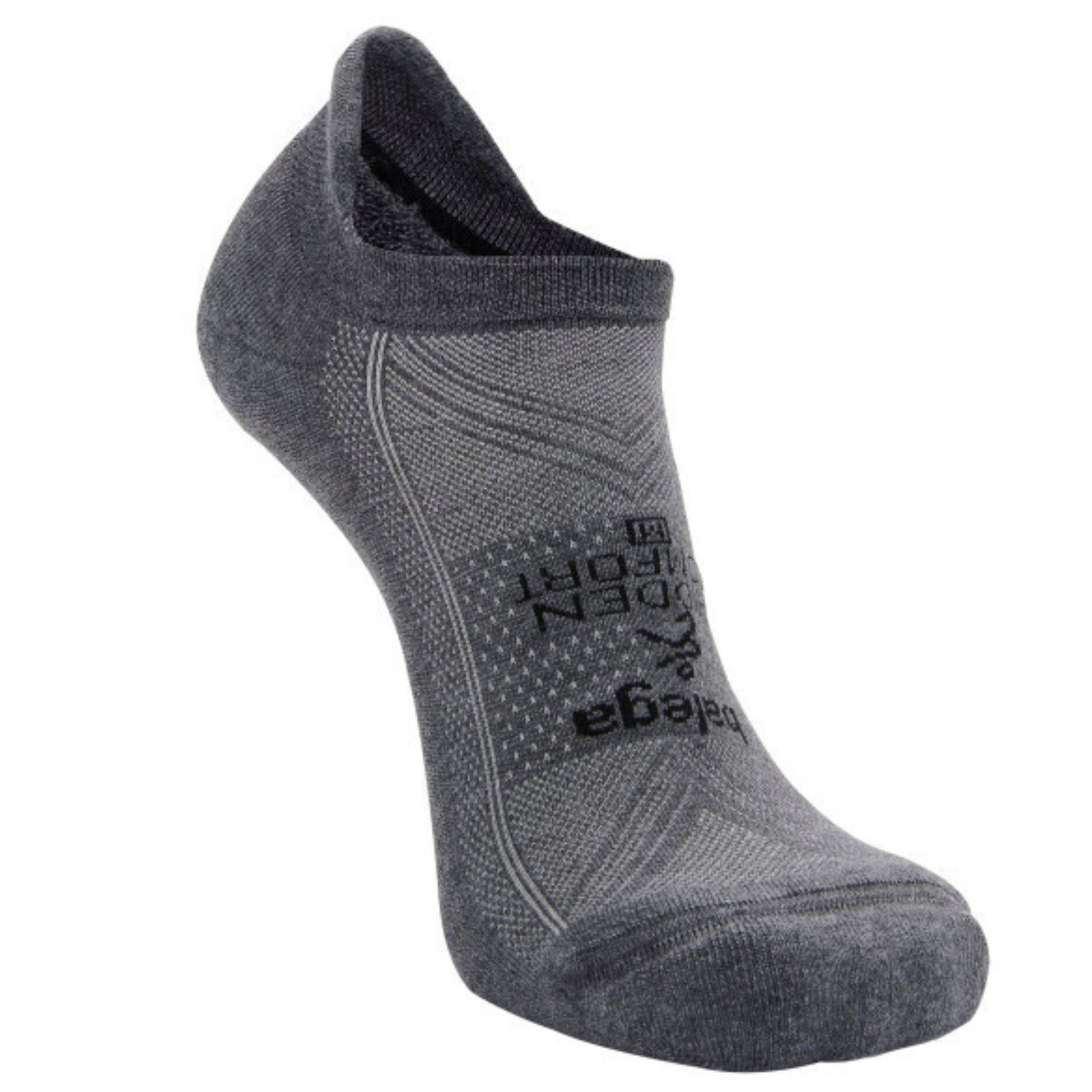 Gray athletic sock with brand logo on a white background