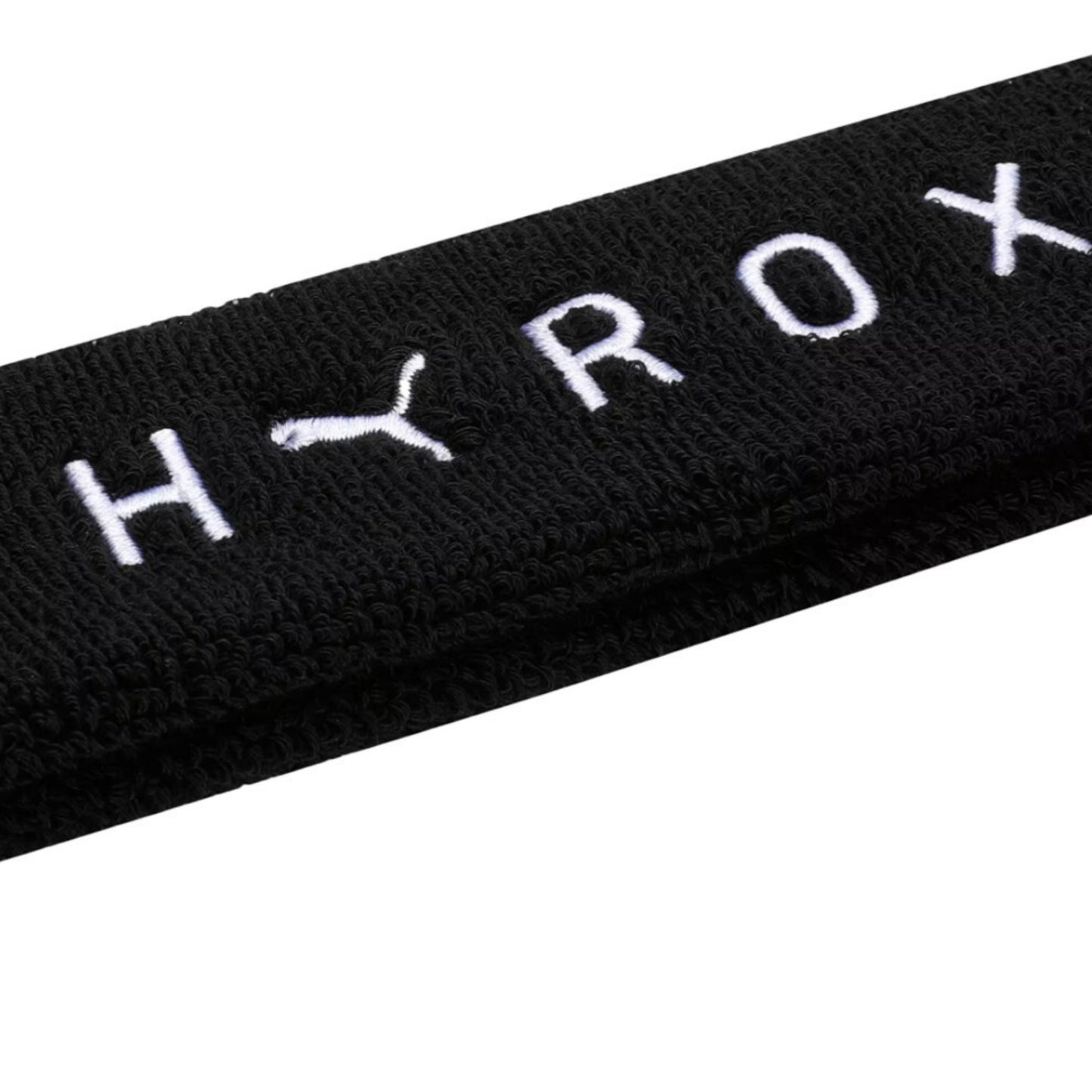 Black headband with 'HYROX' branding on a white background