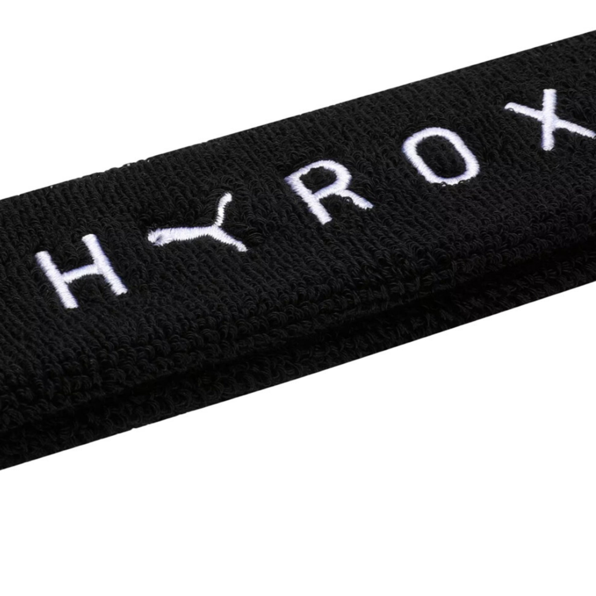 Black headband with 'HYROX' branding on a white background