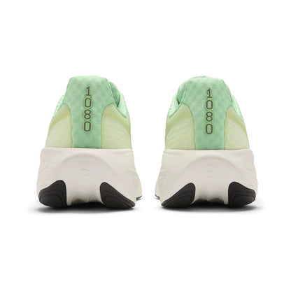 Pair of light green and white sneakers with '1080' branding on a white background
