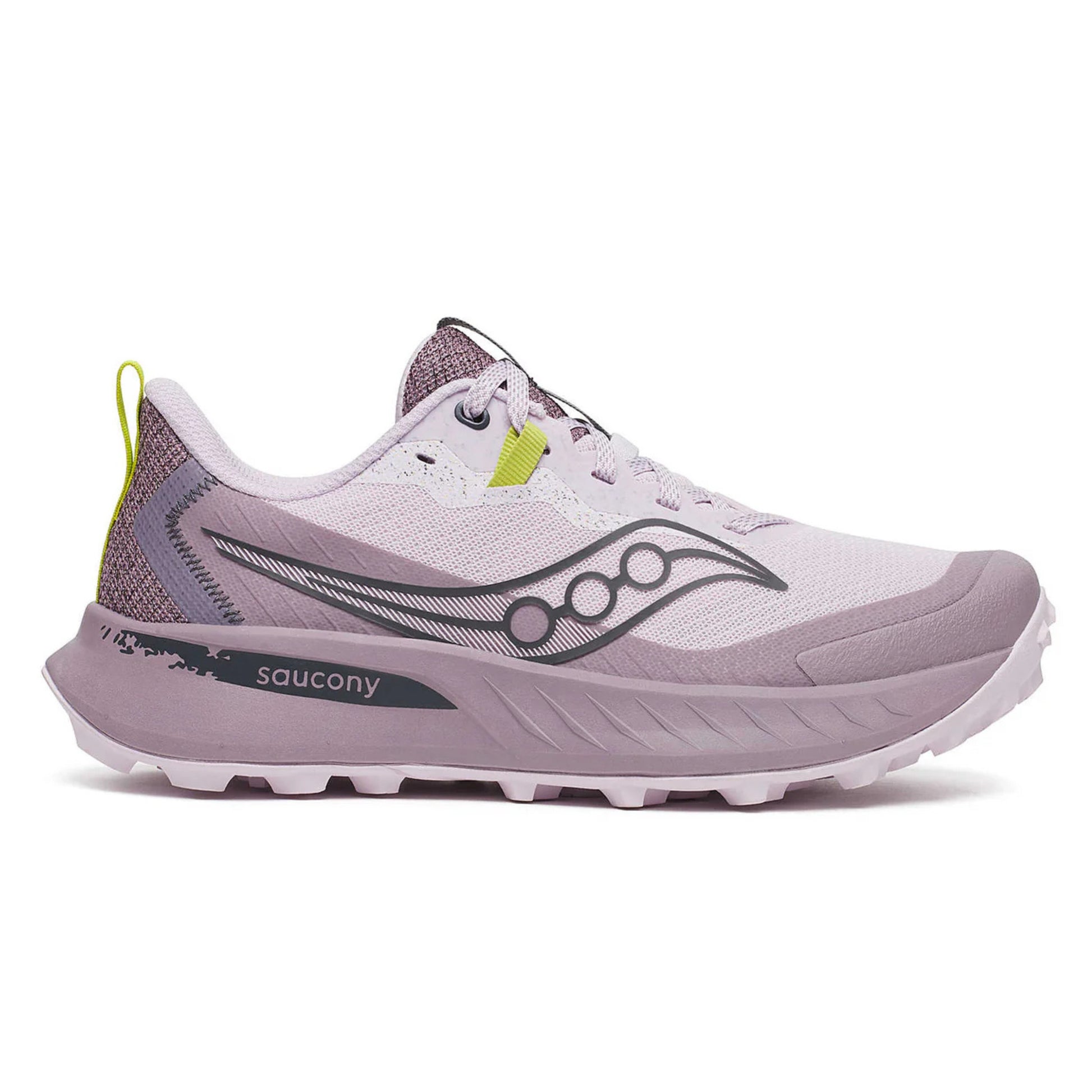 Saucony running shoe on a white background