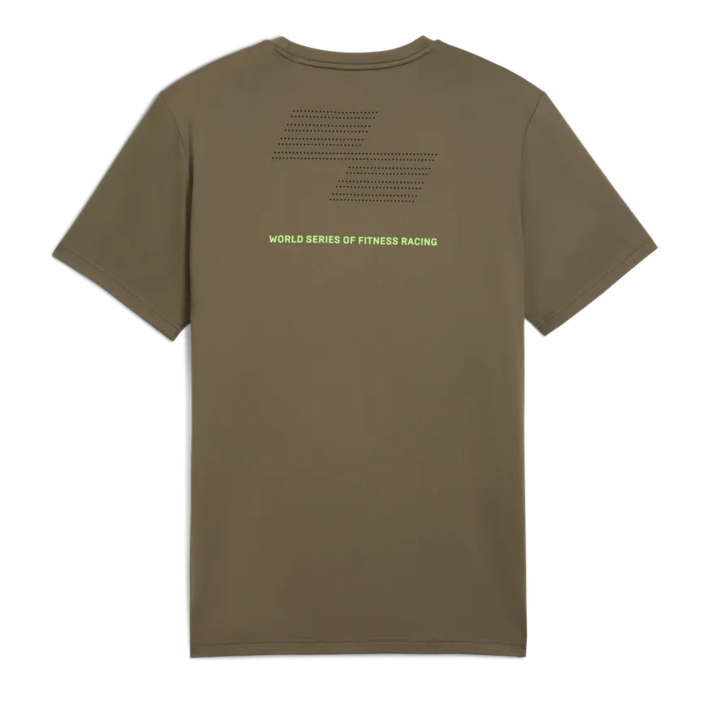 Brown t-shirt with text on the back on a white background