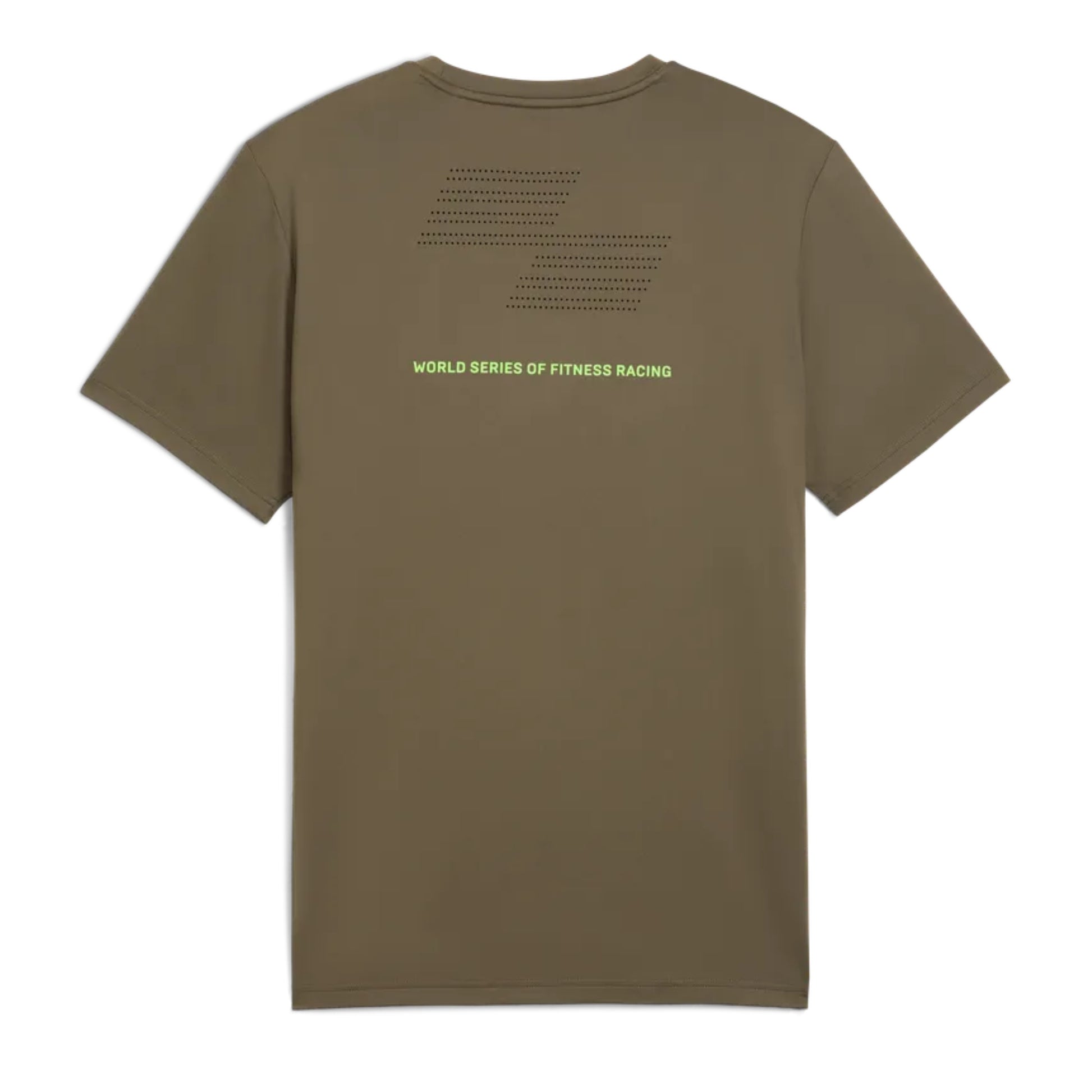 Brown t-shirt with text on the back on a white background