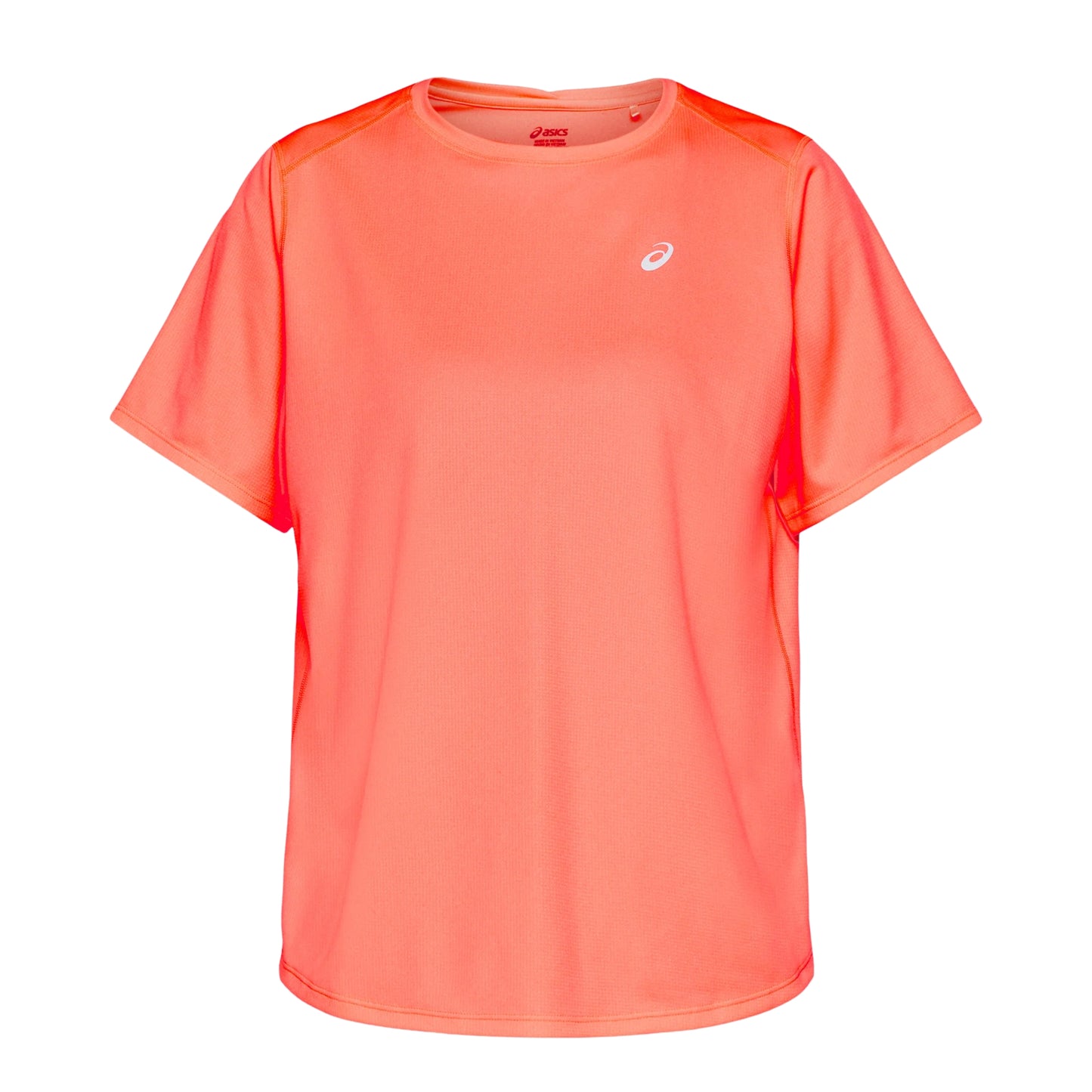 Coral Asics shirt on a white background
