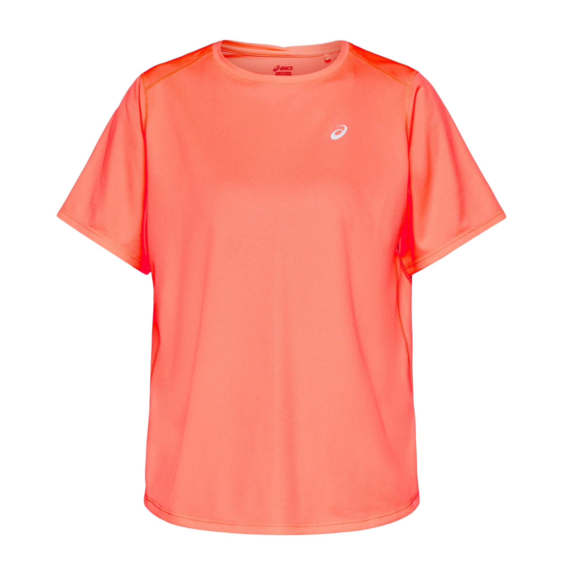 Coral Asics shirt on a white background