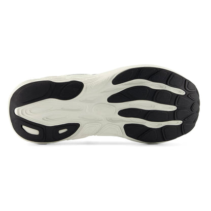 Close-up of a shoe sole with a black and white design on a white background