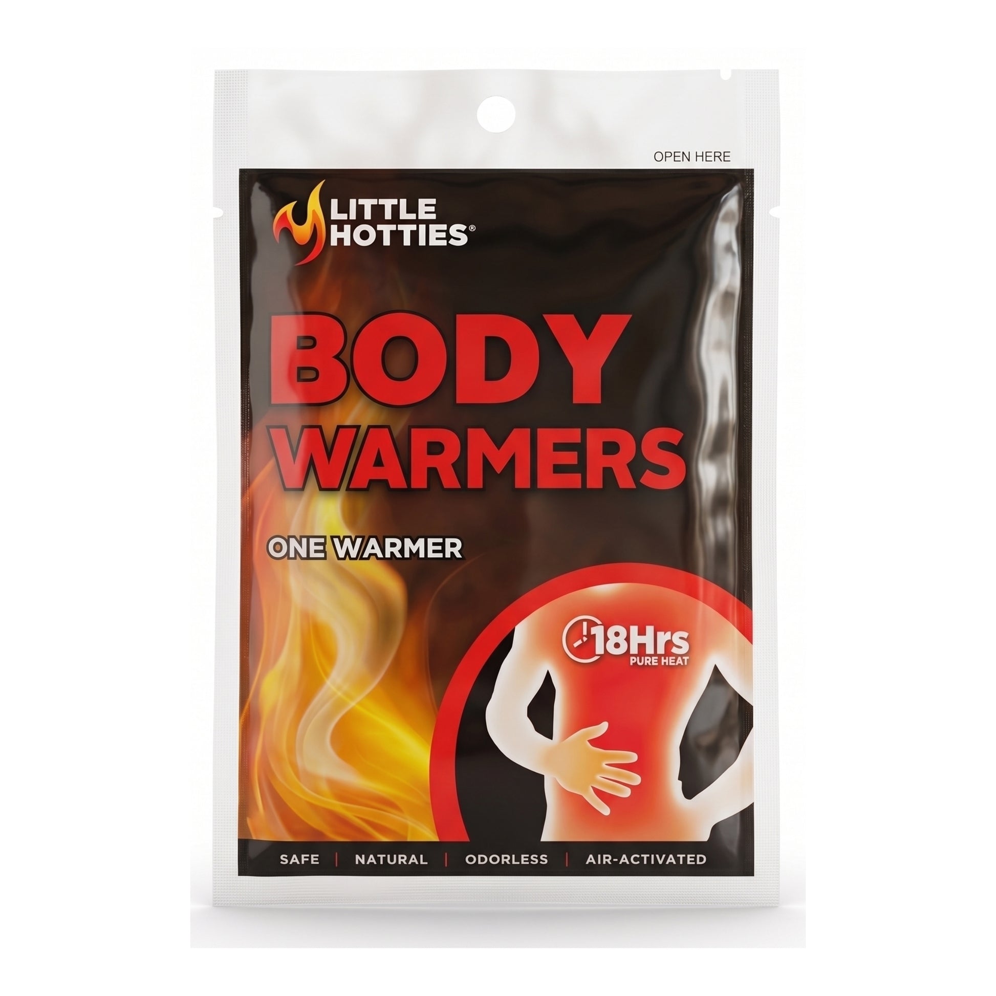 Package of Little Hotties body warmers on a white background