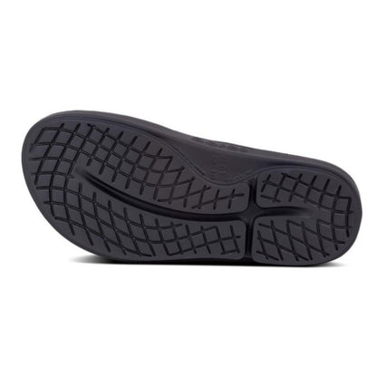 Black shoe sole with tread pattern on a white background
