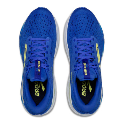 Blue Brooks running shoes with visible branding on a white background