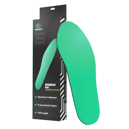 Green insole with Spenco packaging on a white background