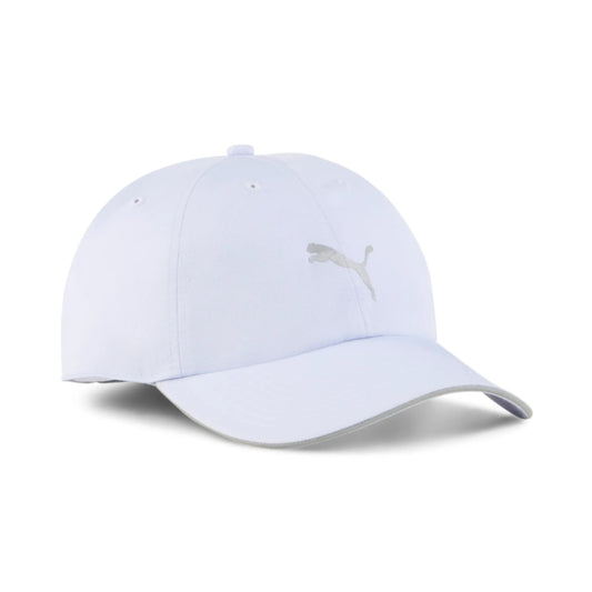 White cap with a logo on a white background