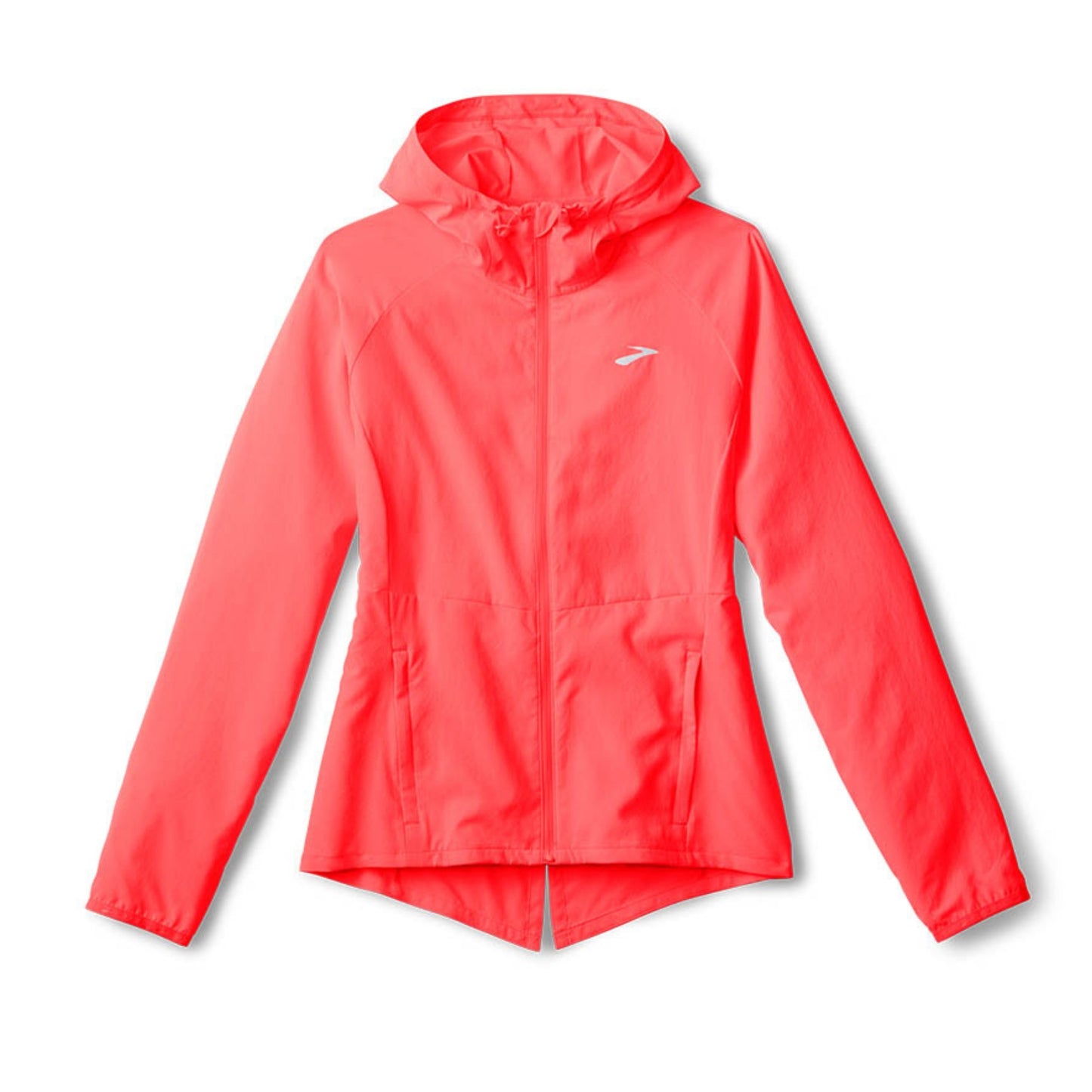 Orange jacket with a Brooks logo on a white background