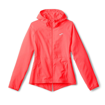 Orange jacket with a Brooks logo on a white background