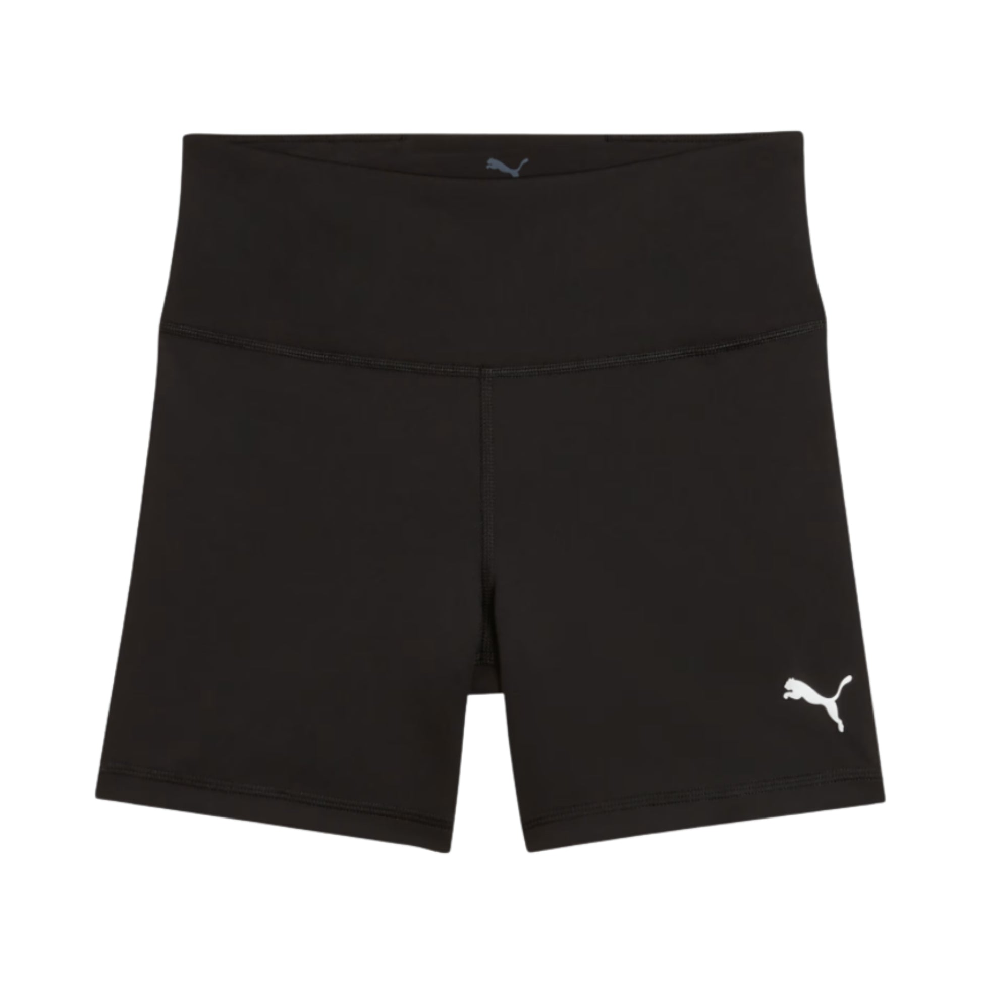 Black Puma tights with a Puma logo on a white background