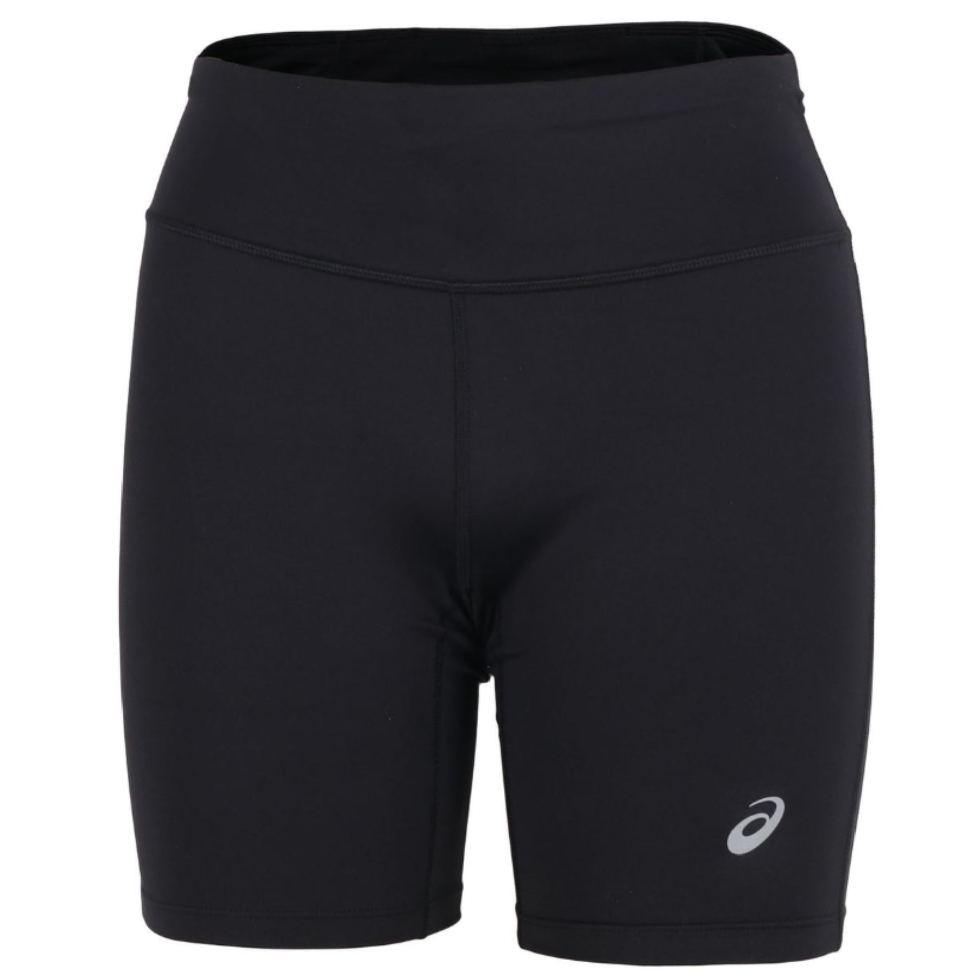 Black tights with a brand logo on a white background