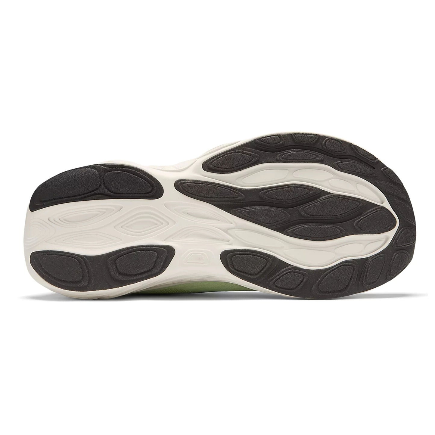 Sole of a shoe with black and white tread pattern on a white background