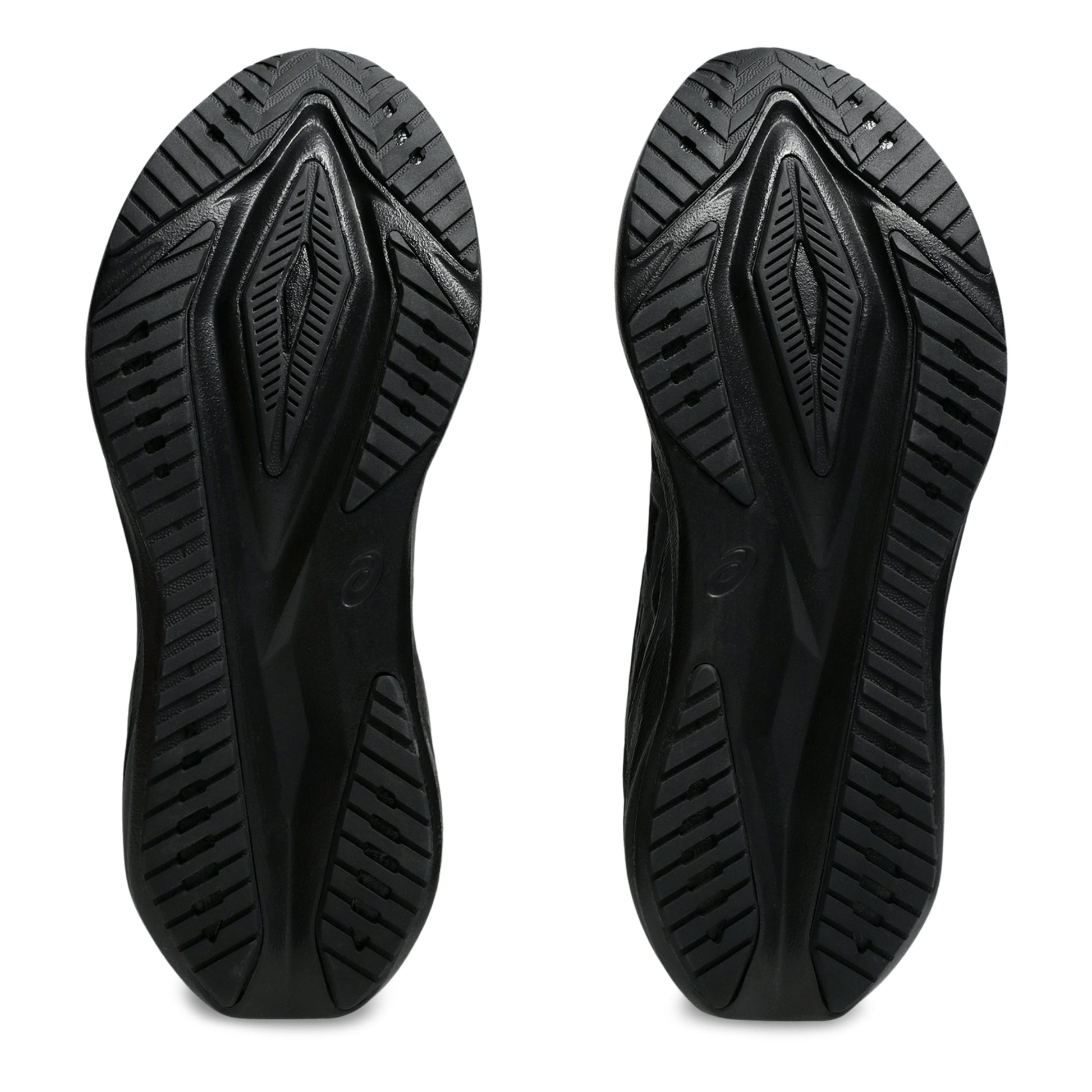 Black shoe sole with tread pattern on a white background