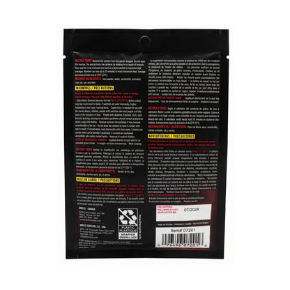 Back view of a black product packaging with text and labels on a white background