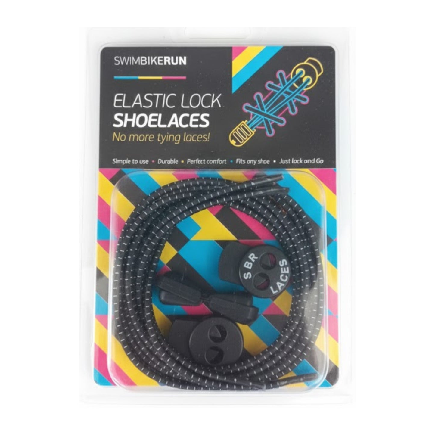 Packaged elastic shoelaces with colorful design background  on a white background