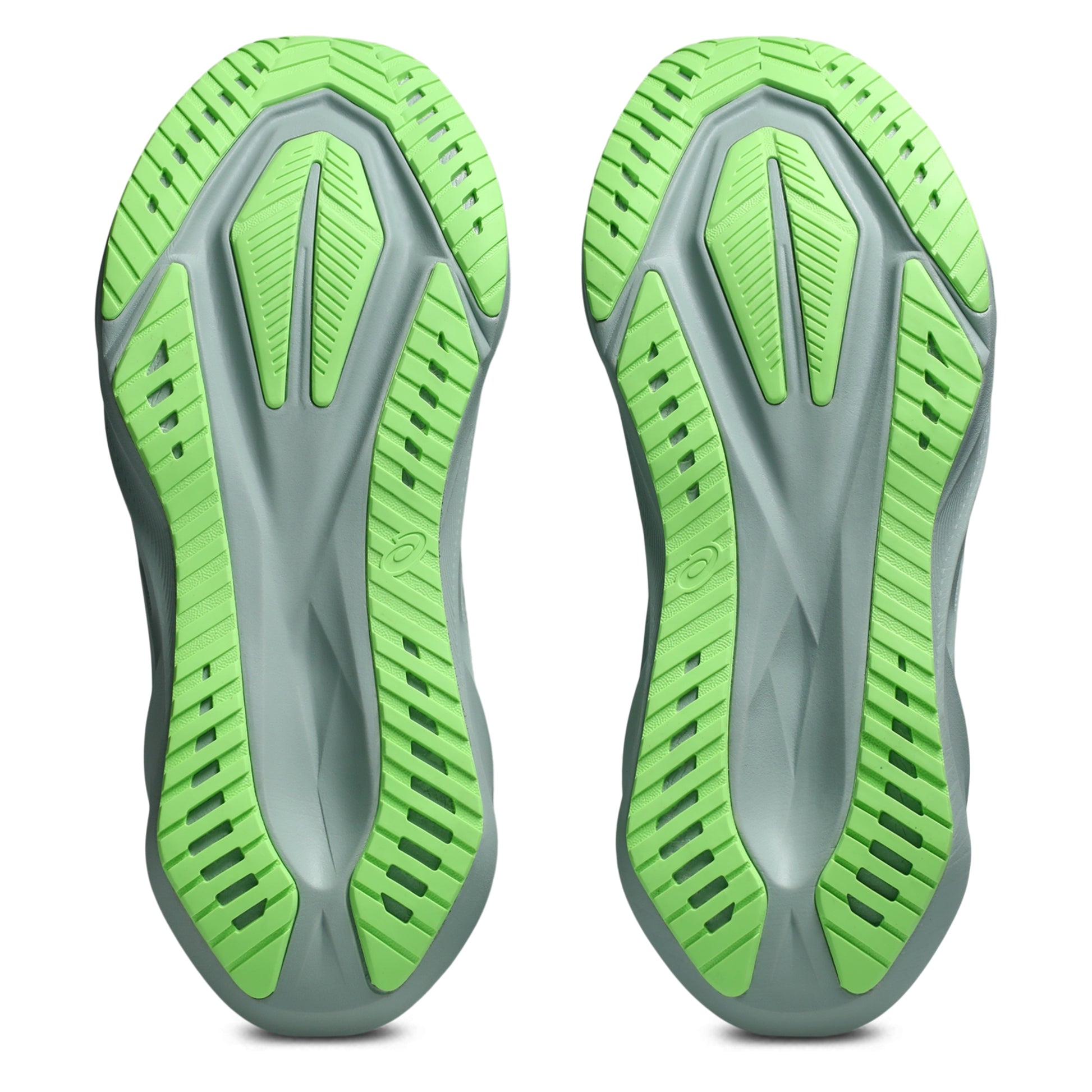Green and gray shoe sole on a white background