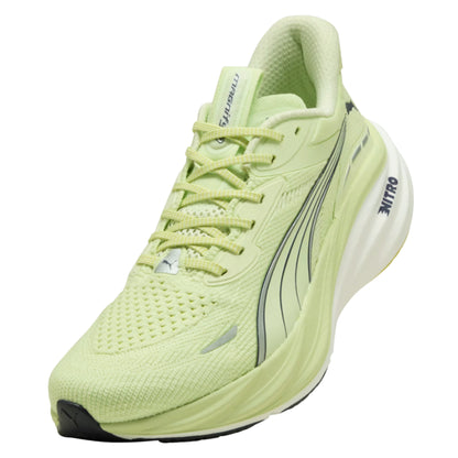 Light green Puma running shoe with brand logo on a white background
