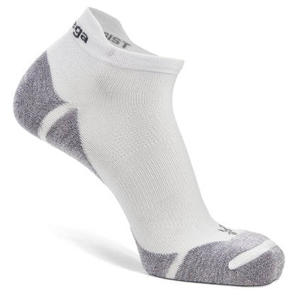 A single low-cut athletic sock in white with gray heel, toe, and side panels, shown on a clean white background. The brand name 'Haglst' is partially visible on the collar.
