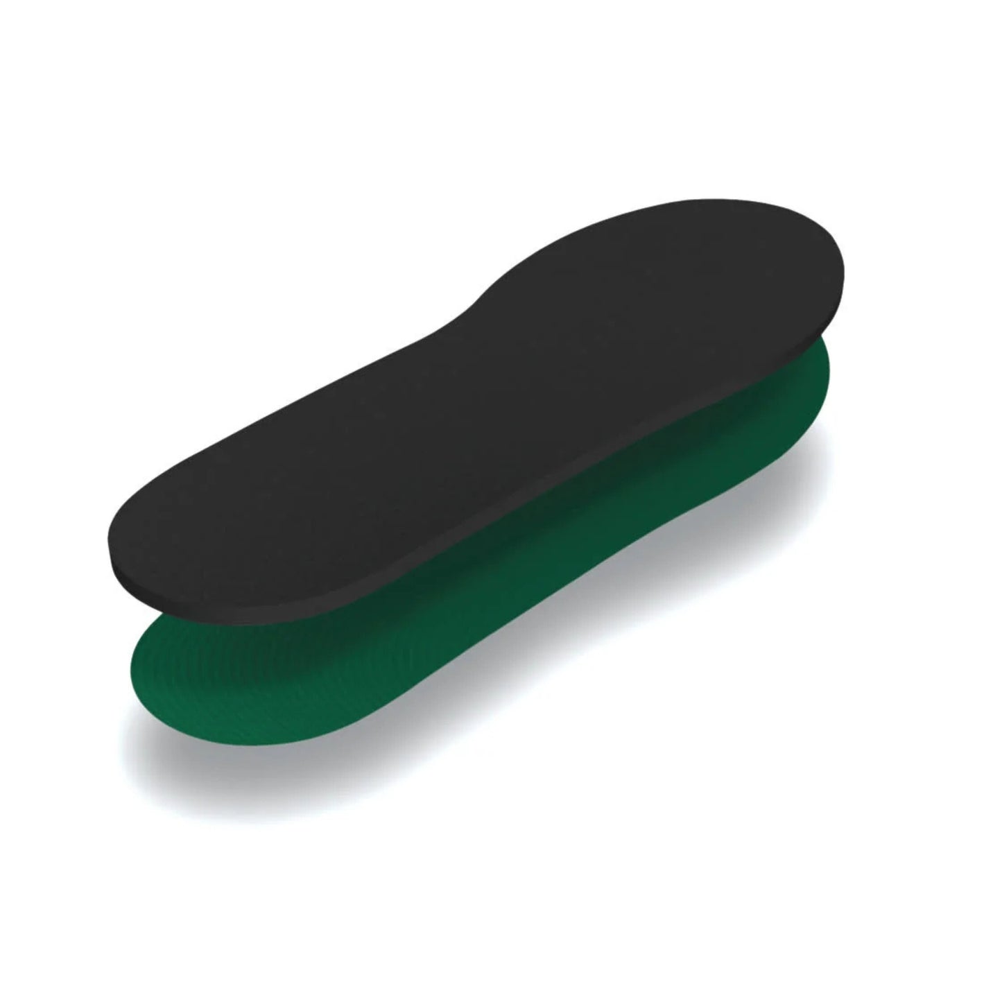 Black and green shoe insole on a white background