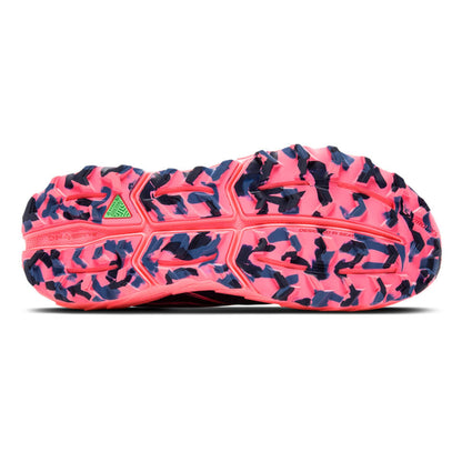 Pink and blue camouflage-patterned shoe sole on a white background