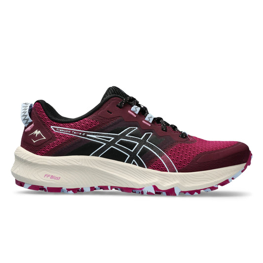 Asics blackberry/light blue with FF Blast and Trabuco Terra 2 running shoe