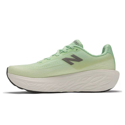 Light green running shoe with white sole on a white background