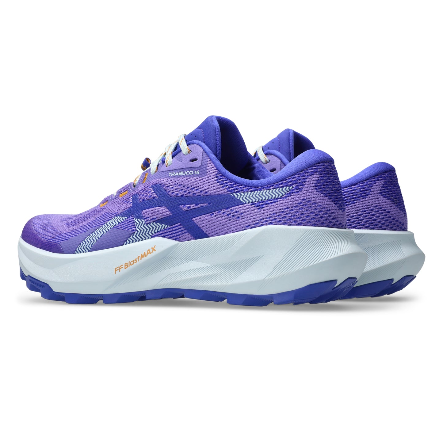 Purple Asics running shoe on a white background