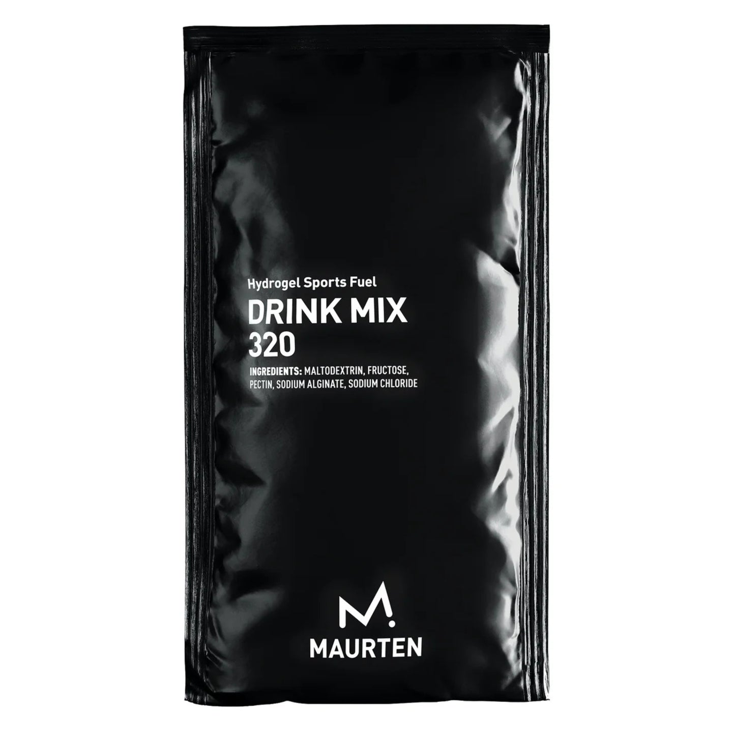 Black package of Maurten Drink Mix 320 on a white background
