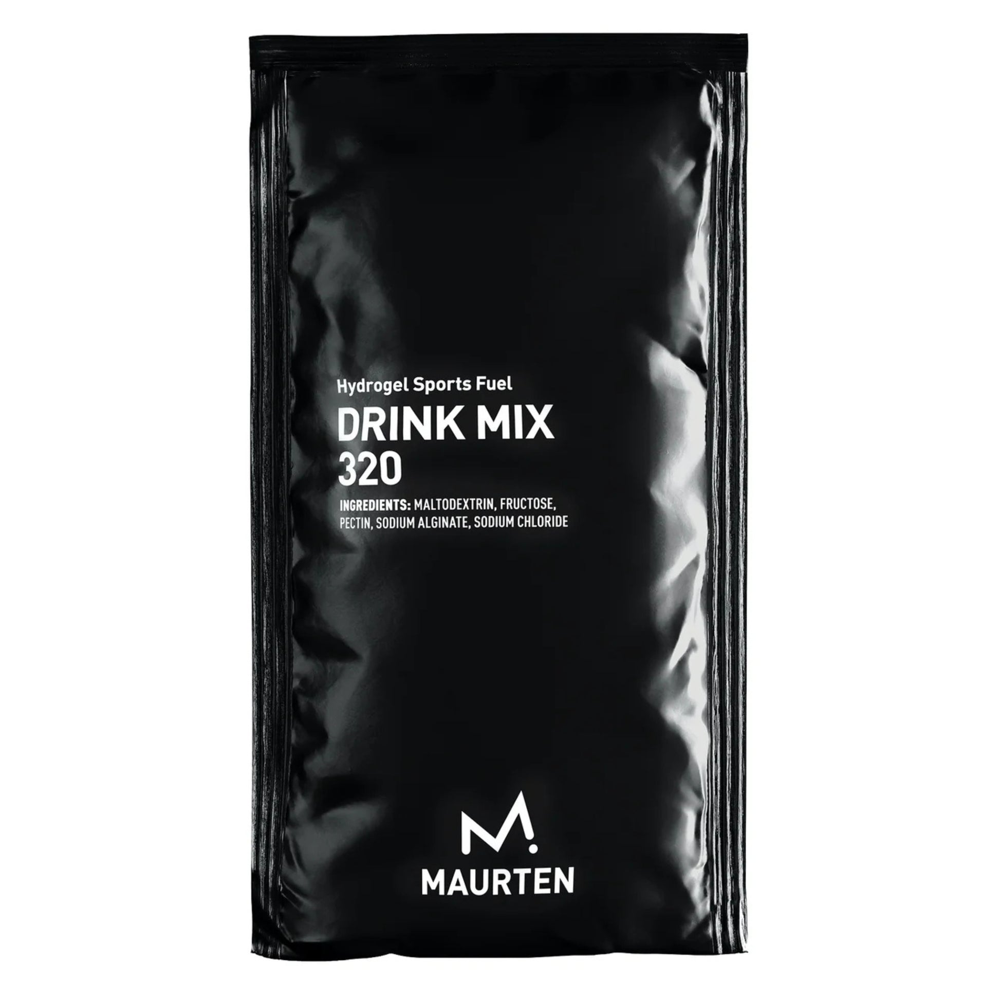Black package of Maurten Drink Mix 320 on a white background