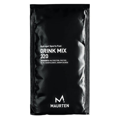 Black package of Maurten Drink Mix 320 on a white background