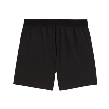Black Puma shorts on a white background