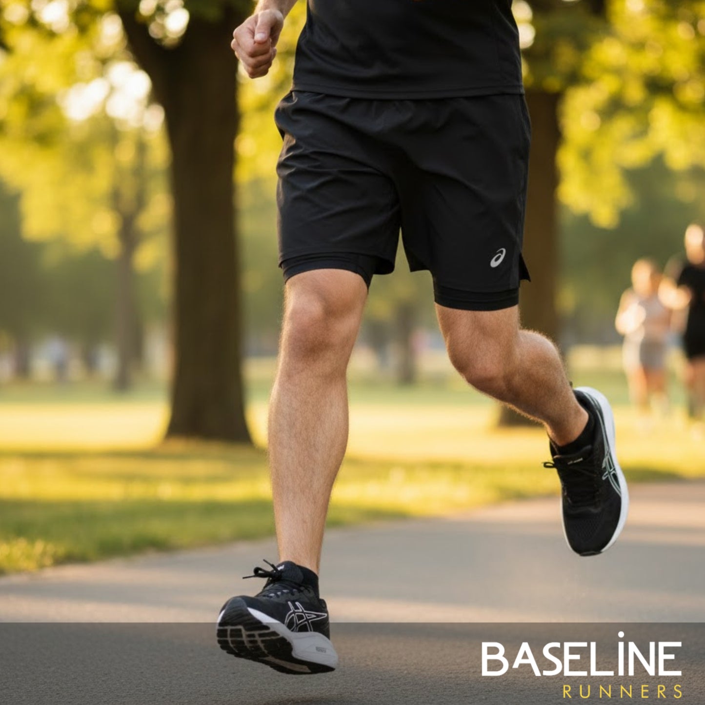 Person running on a path with 'Baseline Runners' branding at the bottom.