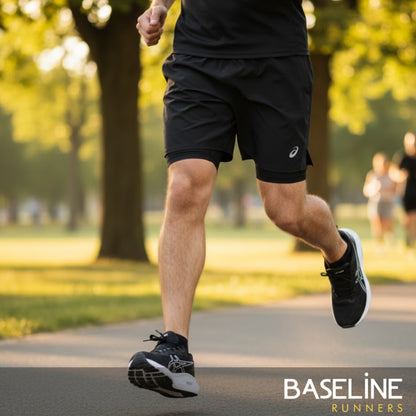 Person running on a path with 'Baseline Runners' branding at the bottom.
