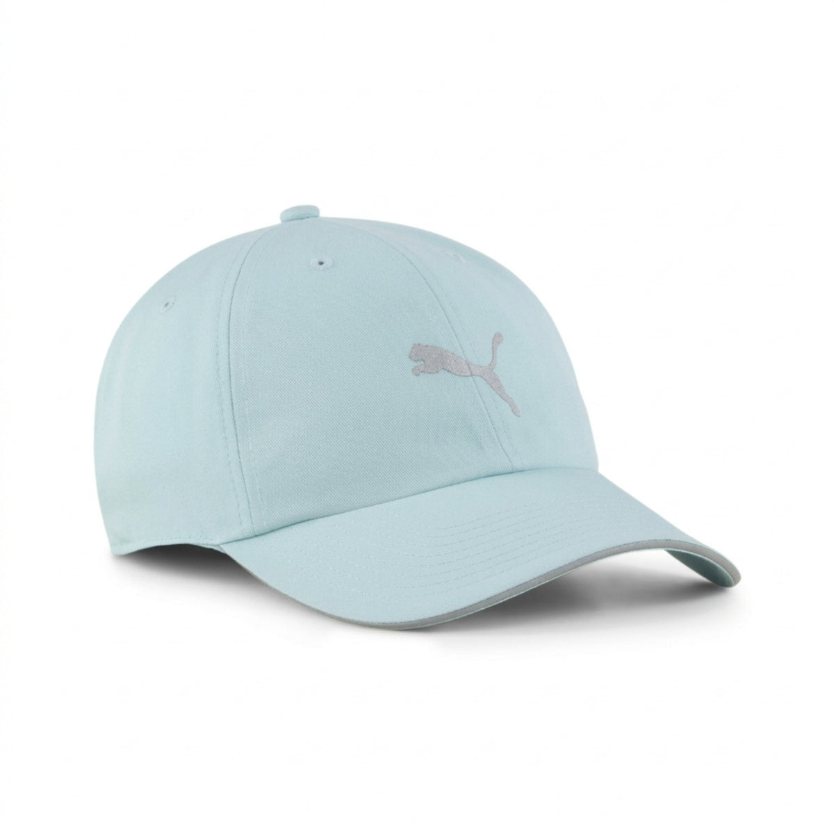 Light blue Puma cap with a silver logo on a white background