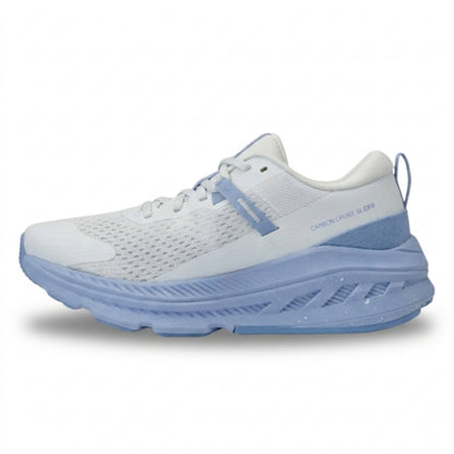 White and blue Yonex running shoe on a white background