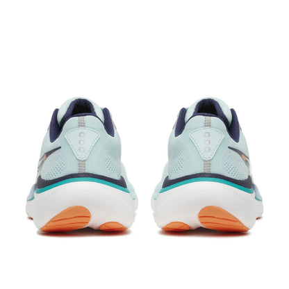 Light blue Saucony running shoe with dark blue accents on a white background