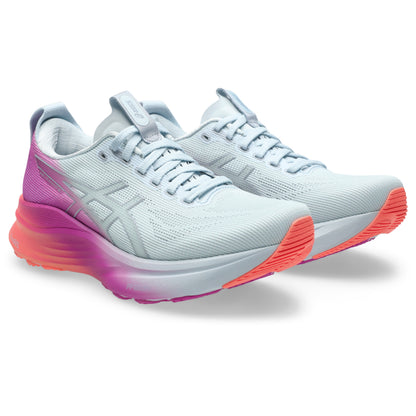 Pair of Asics running shoes with gradient sole on a white background