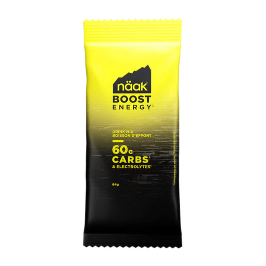 Yellow and black electrolytes mix package with 'naák' branding on a white background