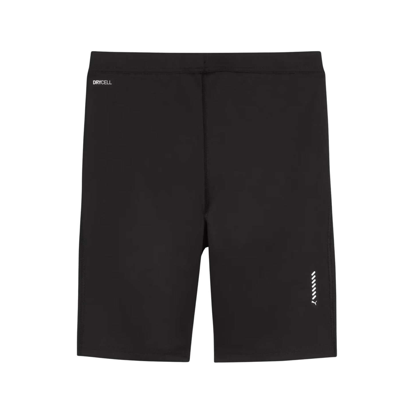 Black Puma tights with brand logos on a white background